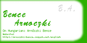 bence arnoczki business card